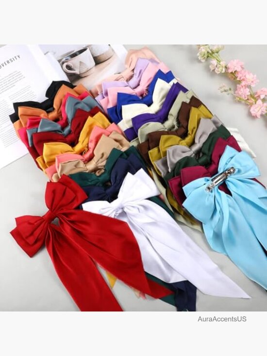 25 Satin Hair Bows with Metal Clips for Ponytails, Weddings & Daily Wear main image 7